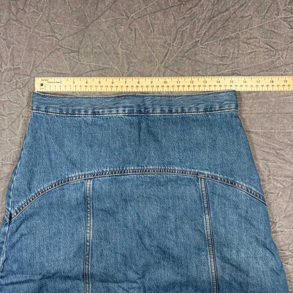 Old Navy Denim Skirt Womens 10 Blue Drapey Denim High Rise A-Line Midi Panel - Picture 3 of 5
